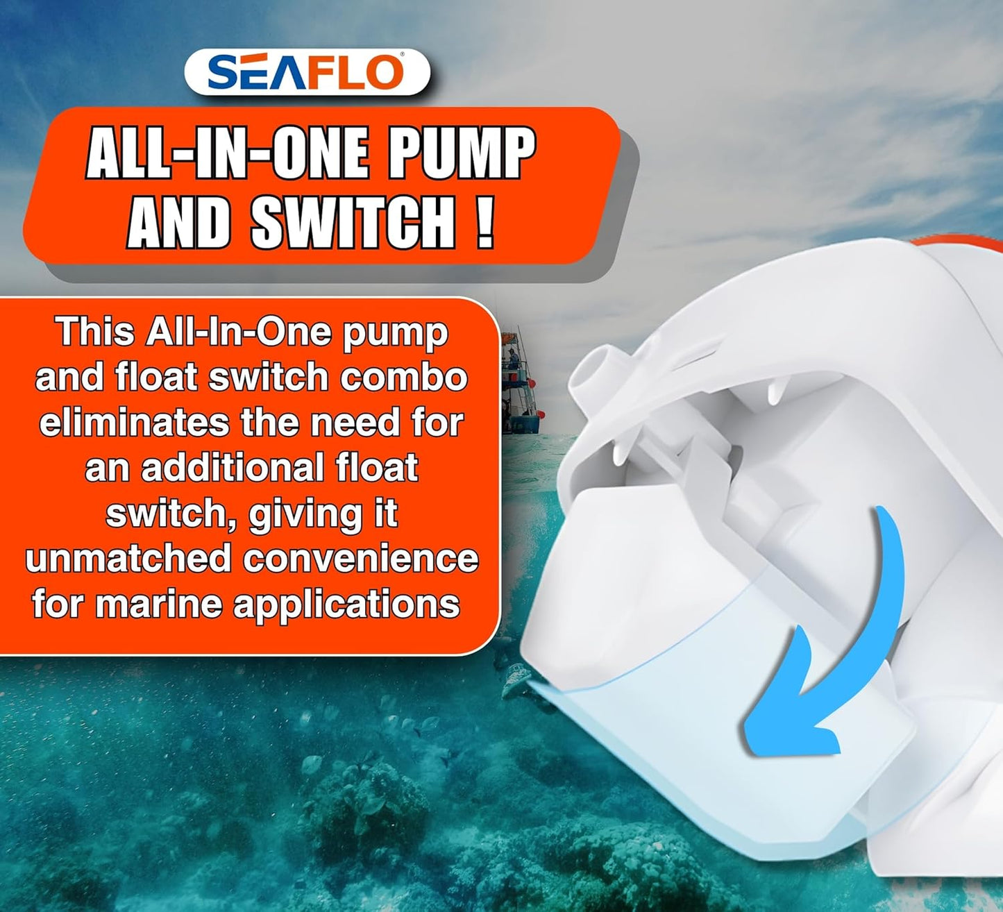 12V 1100GPH Seaflo Automatic Submersible Bilge Pump