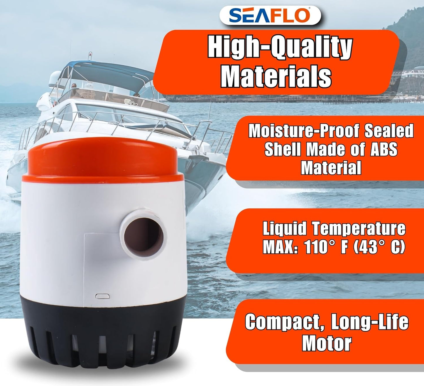 12V 1100GPH Seaflo Automatic Submersible Bilge Pump