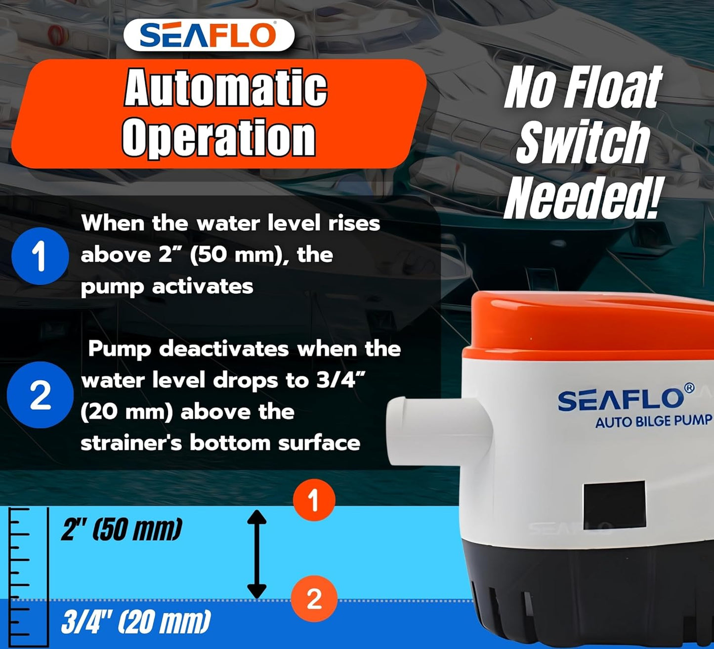 12V 750GPH Seaflo Automatic Submersible Bilge Pump