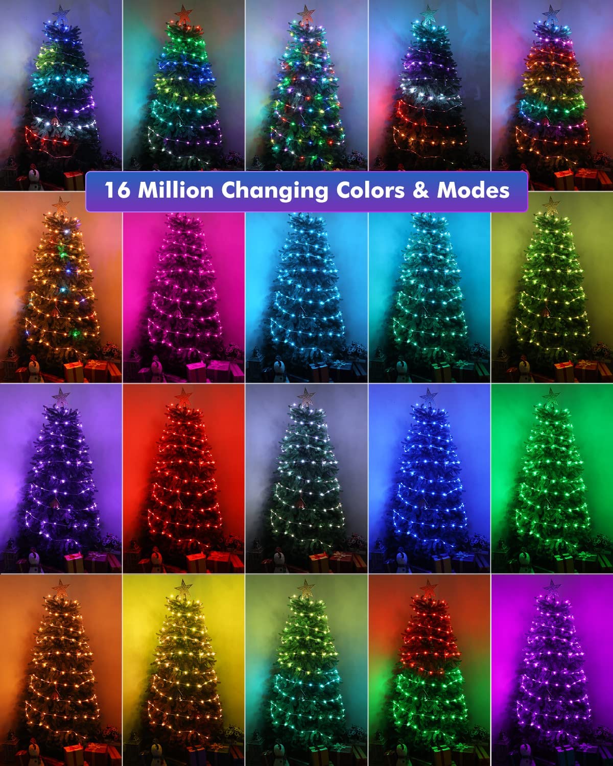 5M Christmas Tree Strip String Lights LED Fairy RGBIC Strip