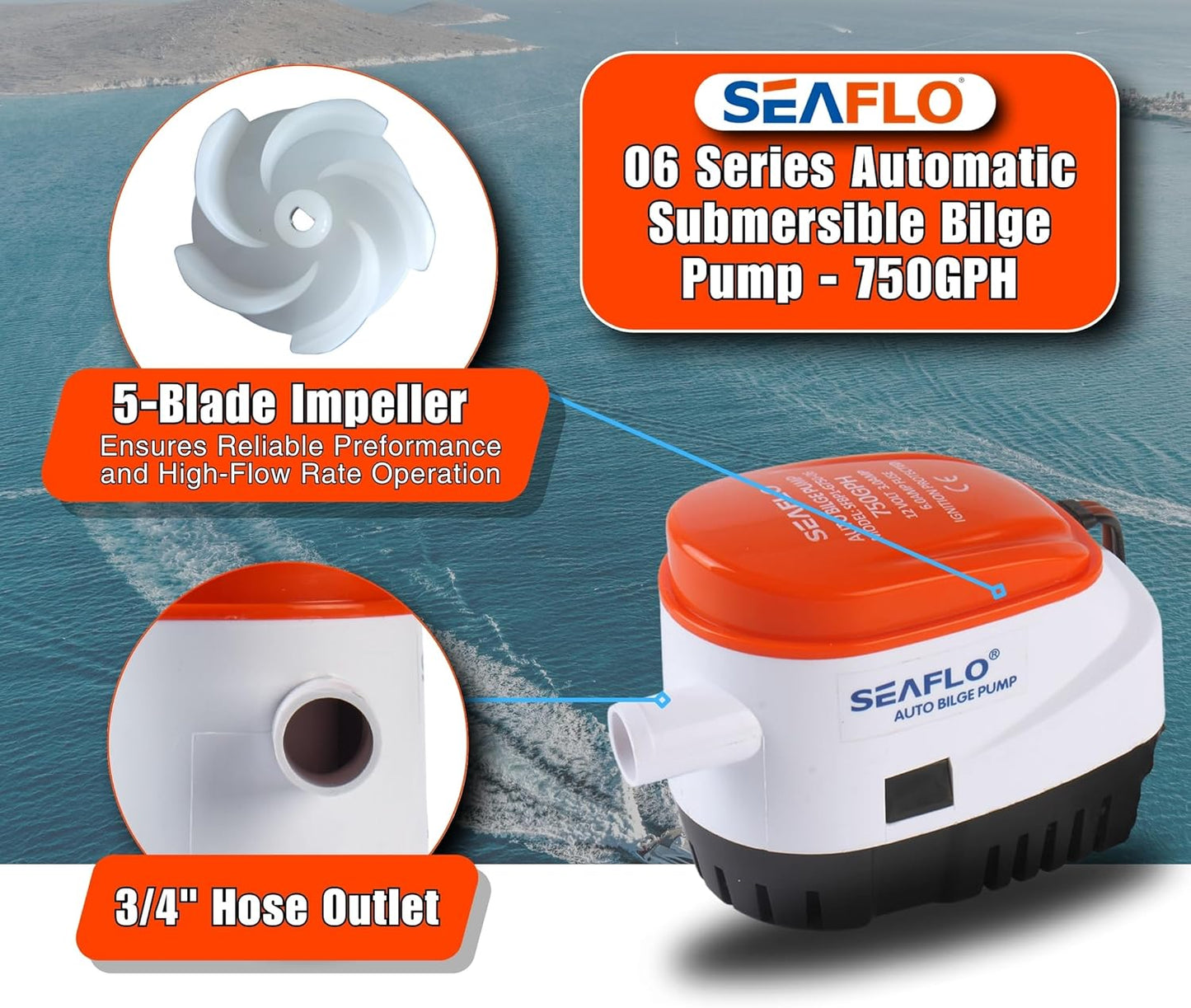 12V 750GPH Seaflo Automatic Submersible Bilge Pump