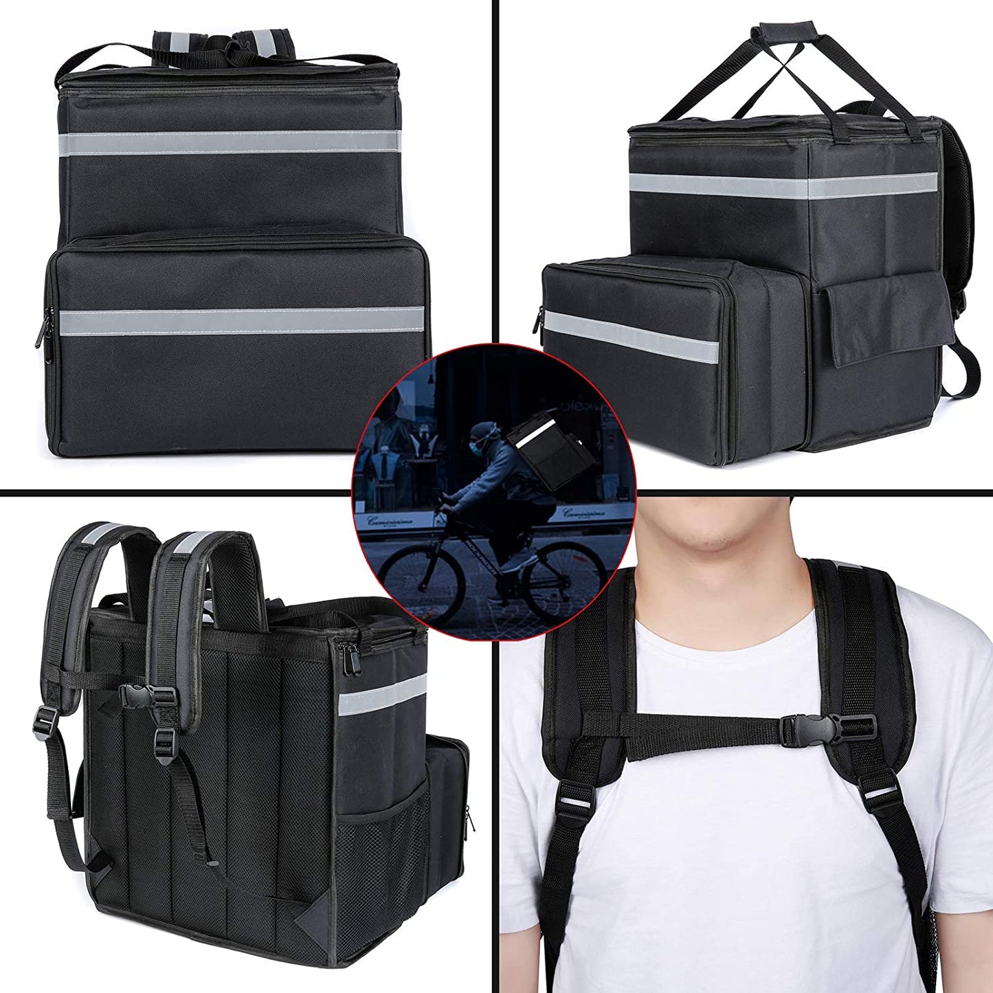 Food Delivery Backpack, Expandable Insulated Hot Pizza Bags - salelink.co.nz