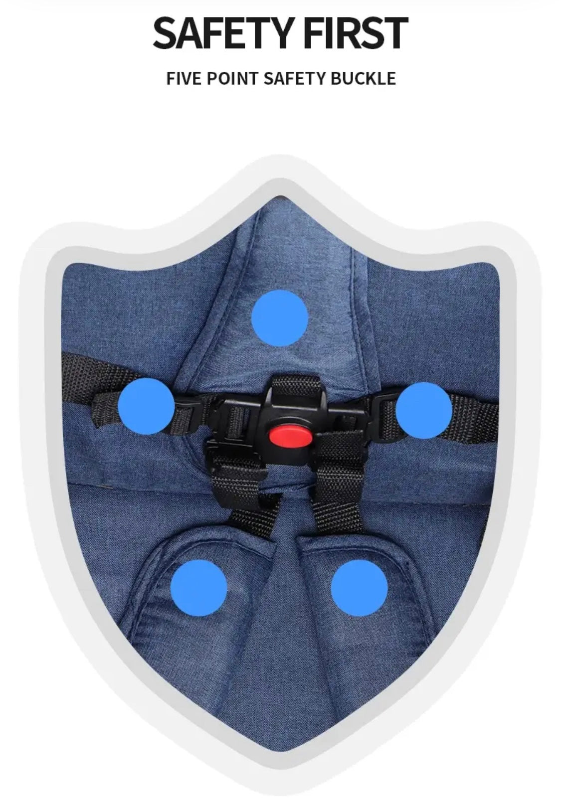 Tandem Double Stroller with Five Point Safety Buckle