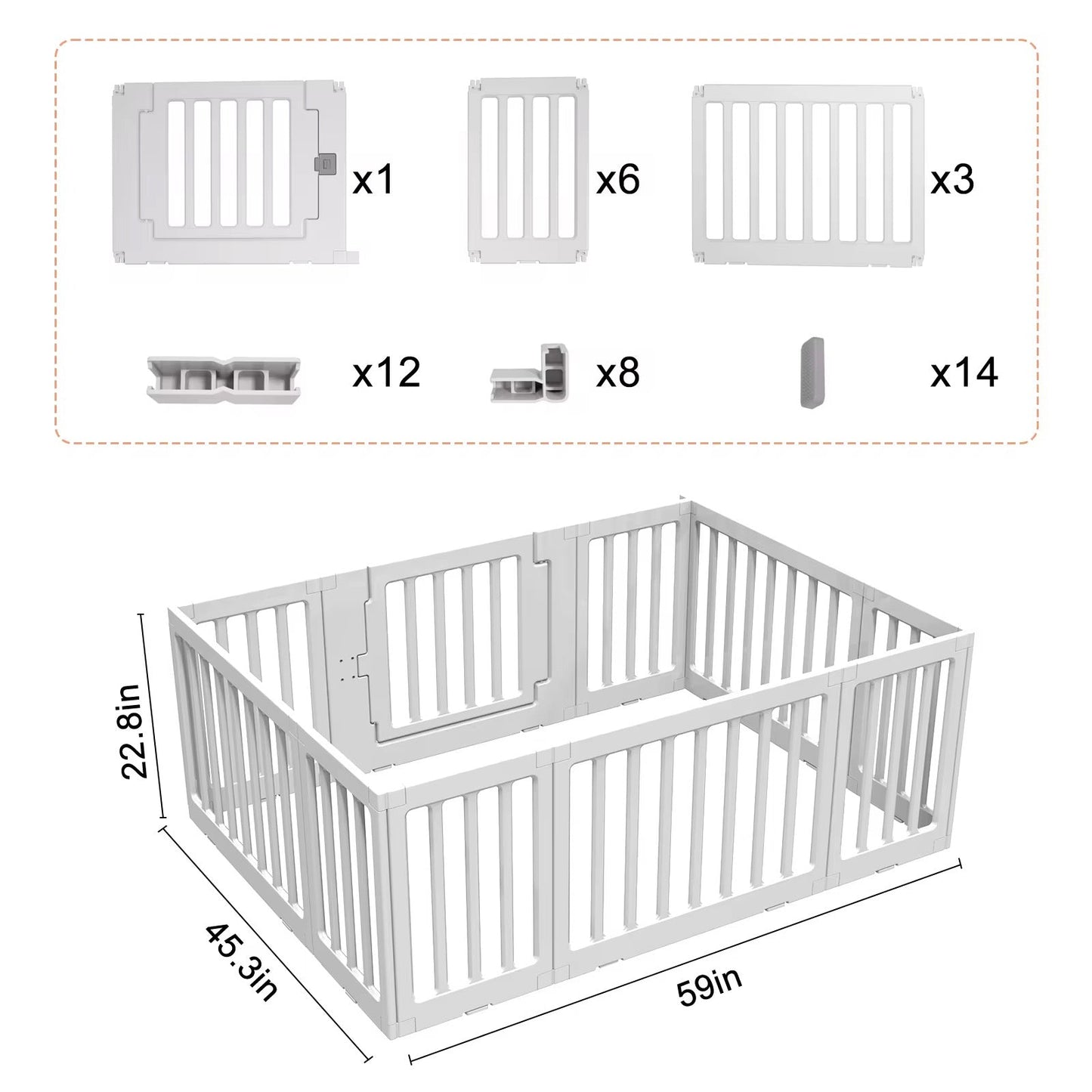 2 in 1 Convertible Baby Playpen 10 pieces & Storage Rack