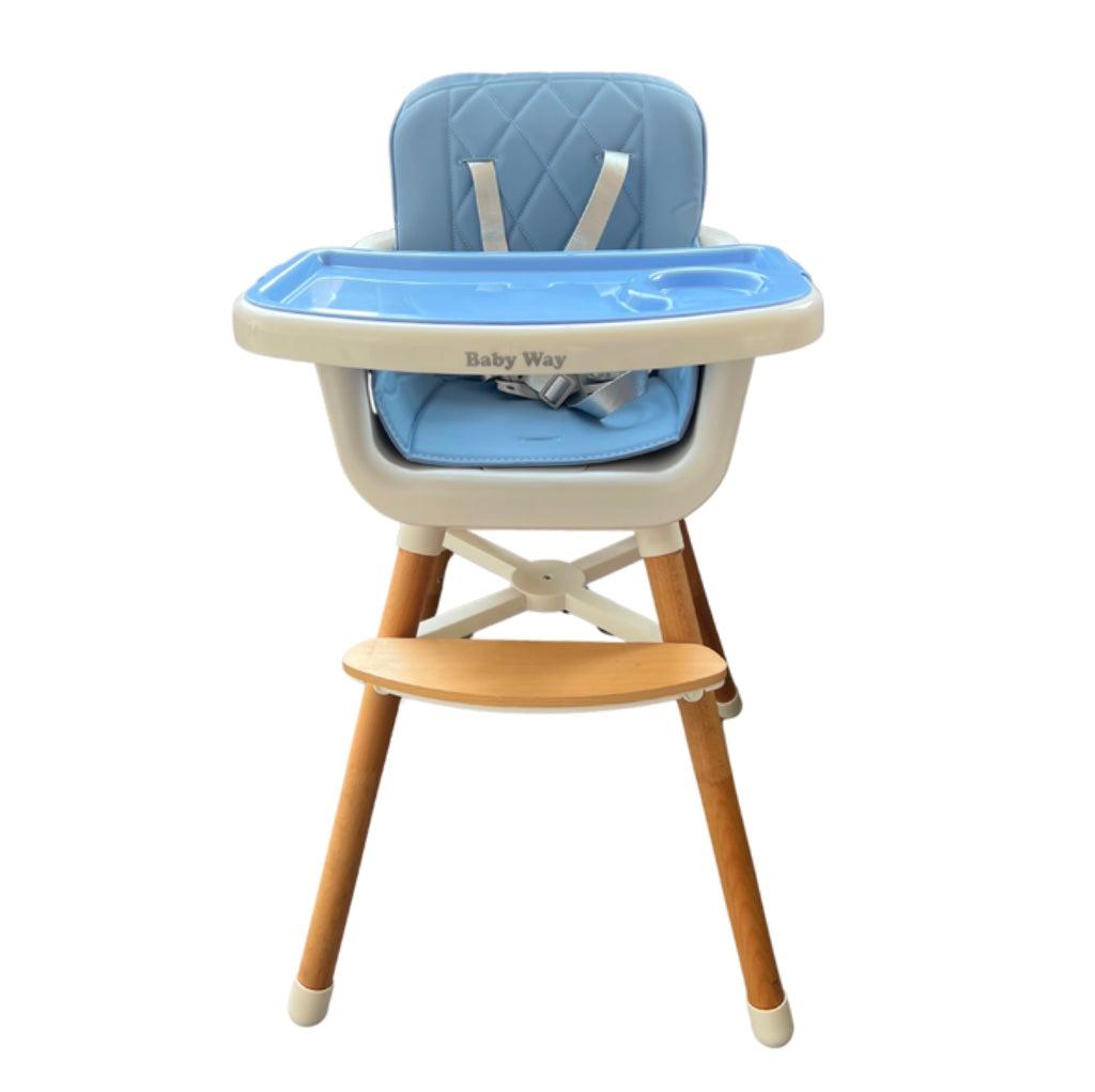 Willow Natural Beech Wood 2 in 1 Children High Chair - BLUE