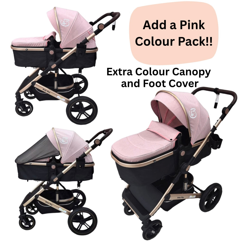 Preorder - Supra 3-in-1 Travel System – Stroller + Bassinet + Capsule Car Seat and Mattress - Black Gold + Colour Options