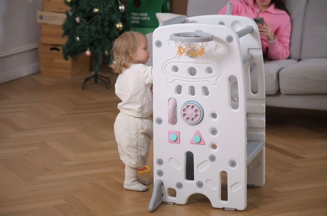 Deluxe Multi-Function Toddler Learning Tower Step Stool with Activity Centre