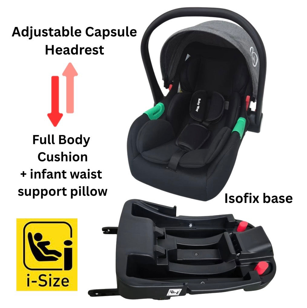 Gold Series 3-in-1 Travel System - Bassinet + Stroller + Capsule with Food Tray - Grey/Black