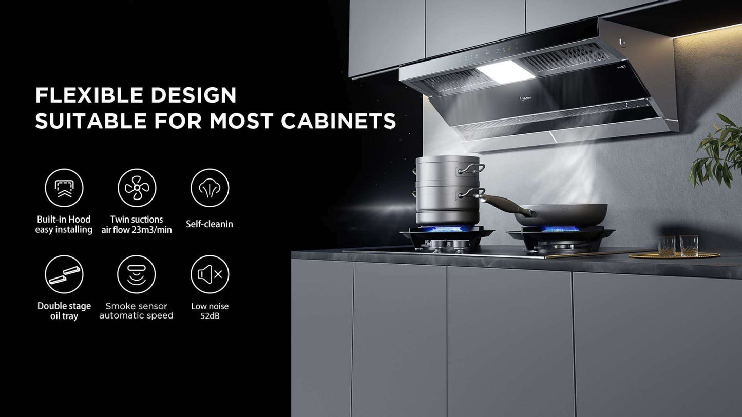 Midea T-Shape Rangehood - Steam Wash 90J05-ET23