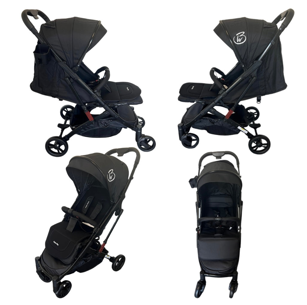 Mico Compact Folding Travel Stroller with Cup Holder and Extra Liner - BLACK
