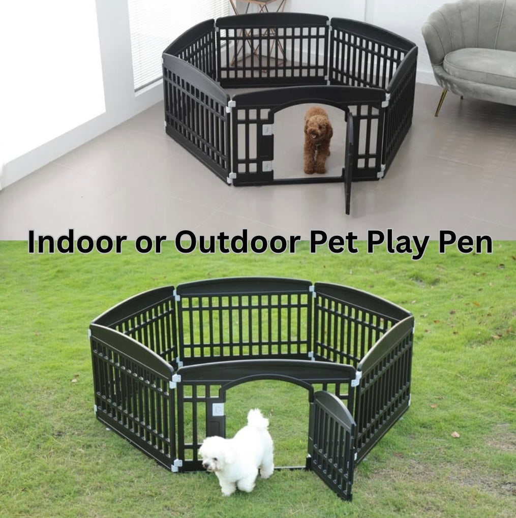 Preorder - Adjustable Pet Play Pen – 6 Panels with Lockable Door & Roof