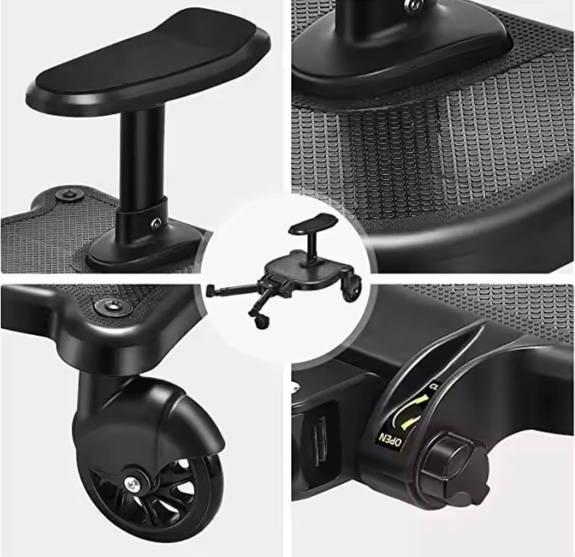 Universal Stroller Ride-On Board with Seat and Strap Holder