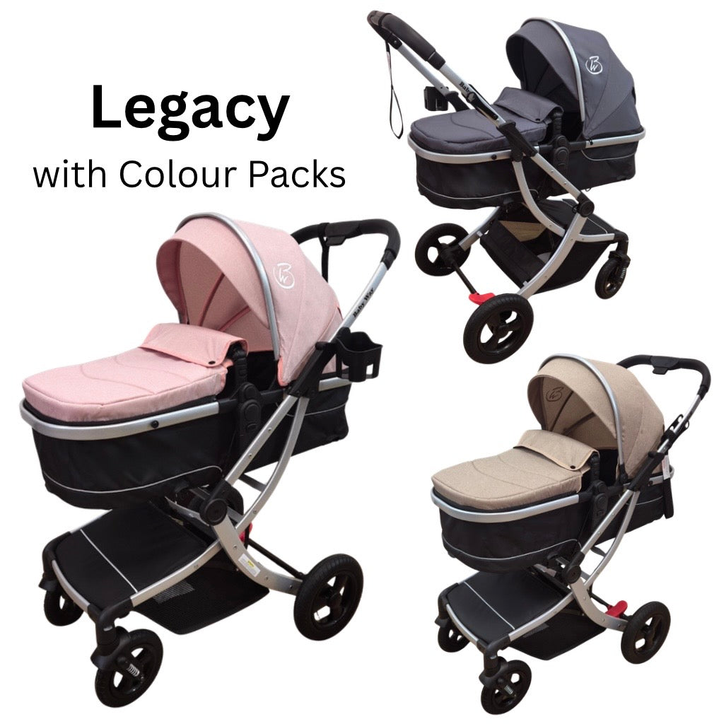 Preorder - Legacy Travel System - Stroller + Bassinet + Capsule with Mattress and Food Tray - BLACK