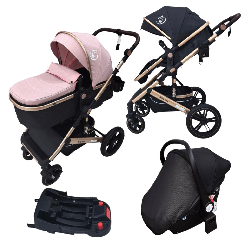 Preorder - Supra 3-in-1 Travel System – Stroller + Bassinet + Capsule Car Seat and Mattress - Black Gold + Colour Options