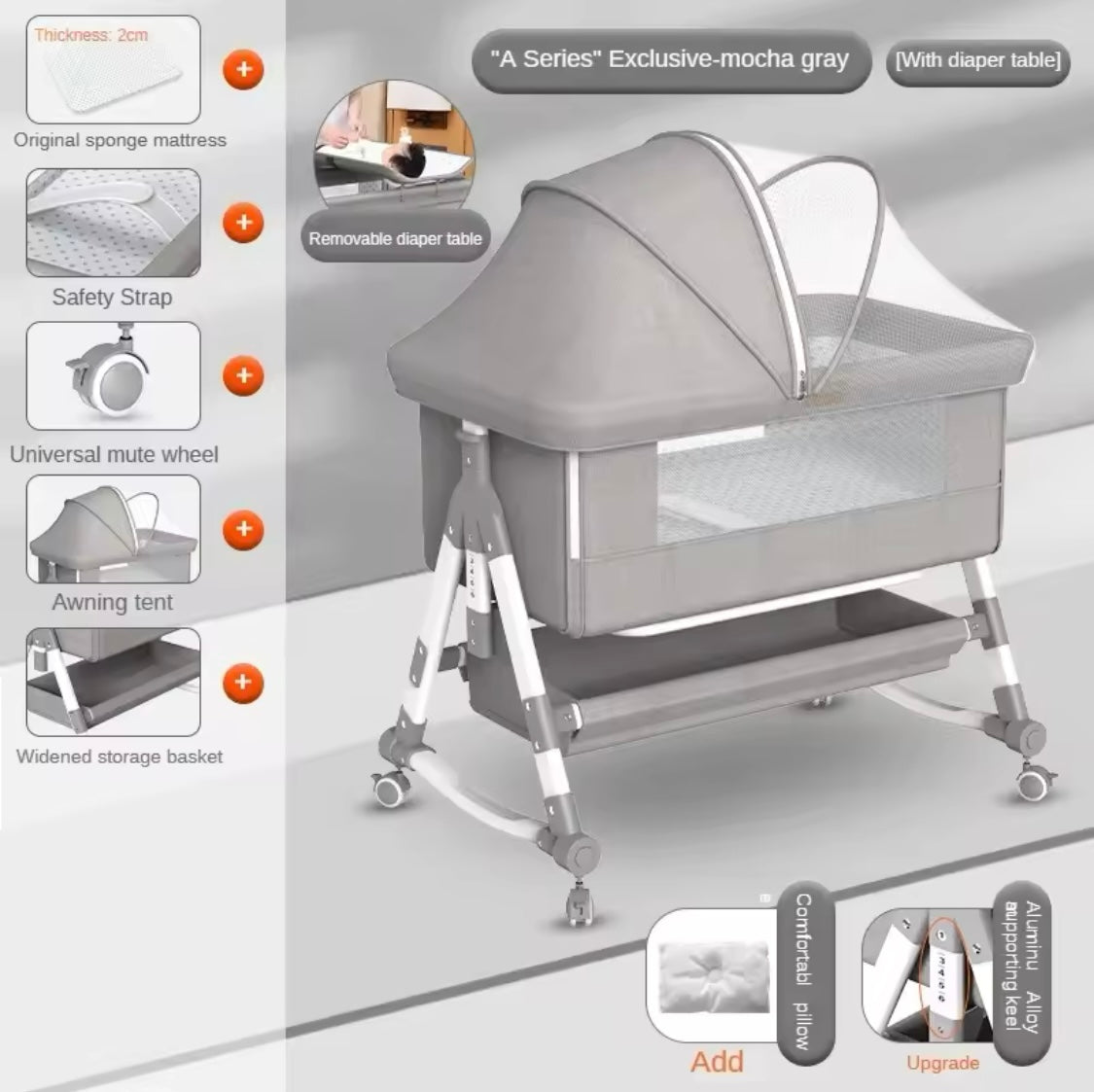 Baby Multifunctional Co-Sleeper Bed and Changing Table