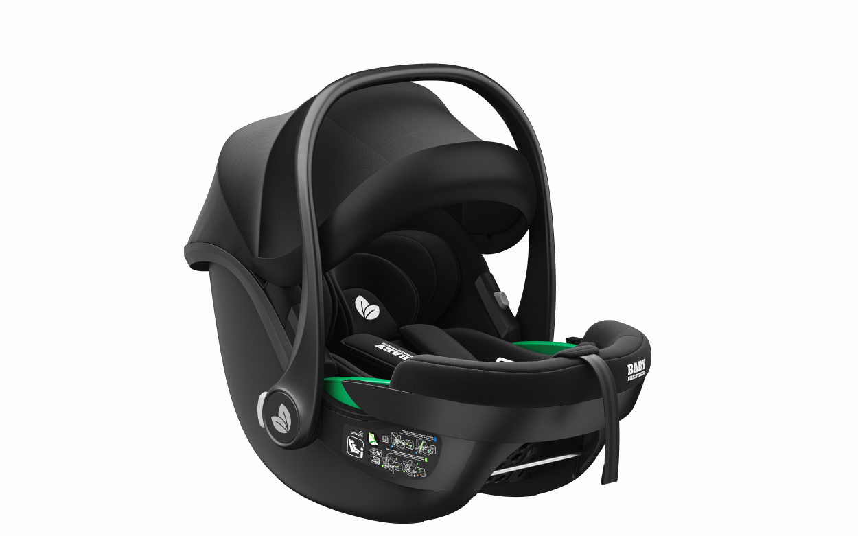 Baby Brightness FlexGo Auto Folding lightweight compact stroller with i-Size infant capsule and ISOFIX base Black