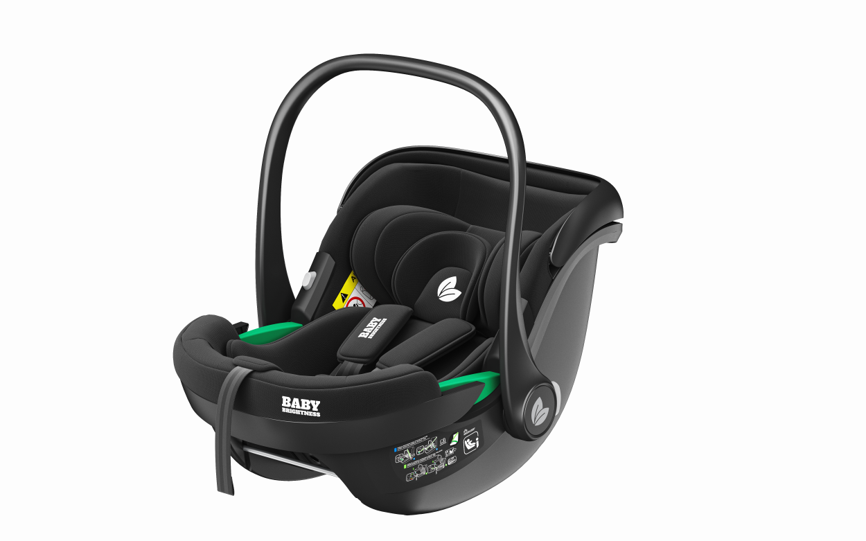 Baby Brightness FlexGo Auto Folding lightweight compact stroller with i-Size infant capsule and ISOFIX base Black