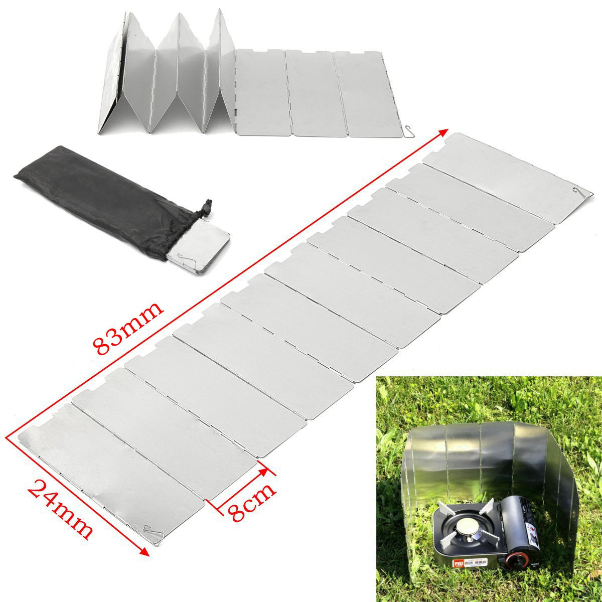 10 plates Fold Camping Cooker BBQ Gas Stove Wind Shield Screen Foldable Outdoor - salelink.co.nz