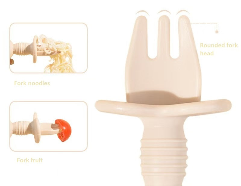 8-Piece Baby Silicone Feeding Set – Warm Sand
