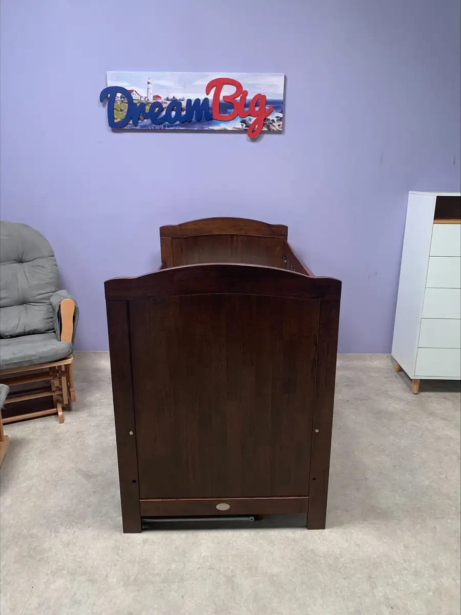 Kapai DELTA Wooden Baby Cot Drop Side with Drawer - COFFEE