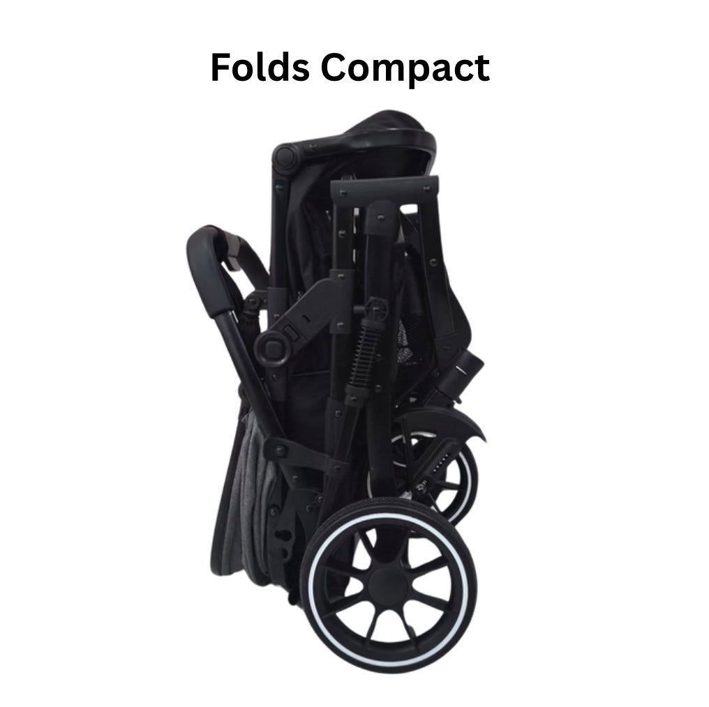 Gold Series 3-in-1 Travel System - Bassinet + Stroller + Capsule with Food Tray - Grey/Black