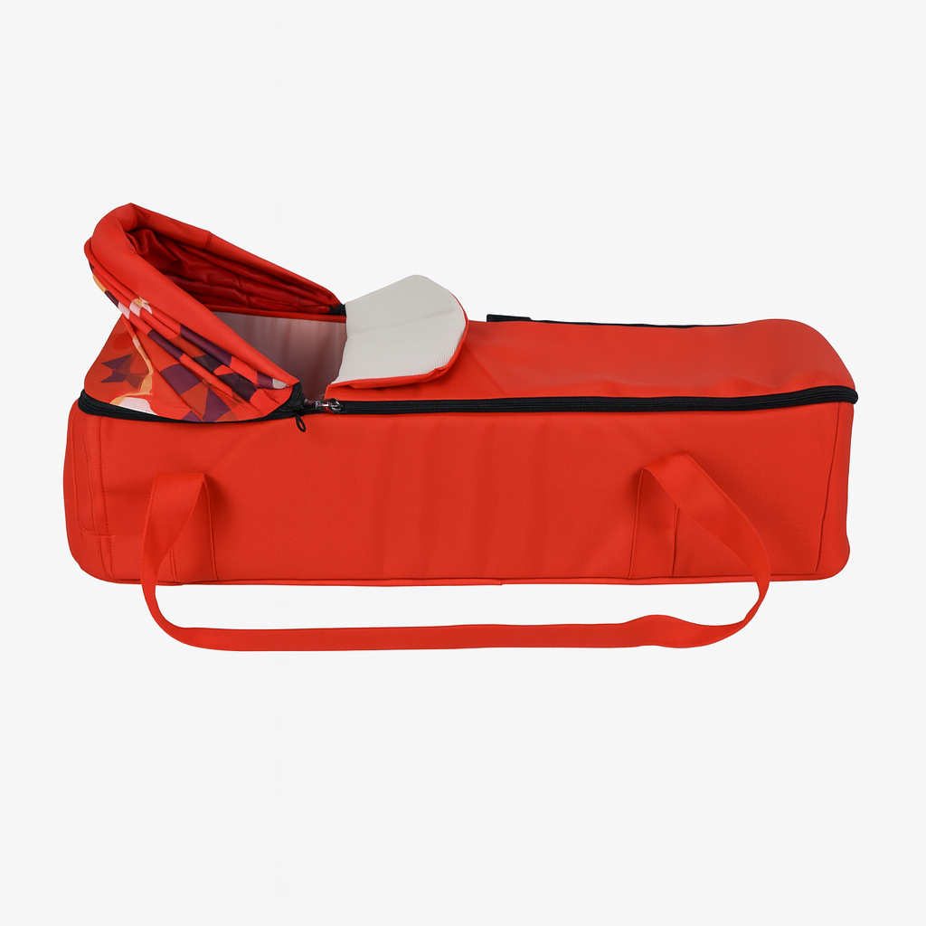 Cocoon Soft Carry Cot Baby Lounger with Canopy & Foot Cover - RED