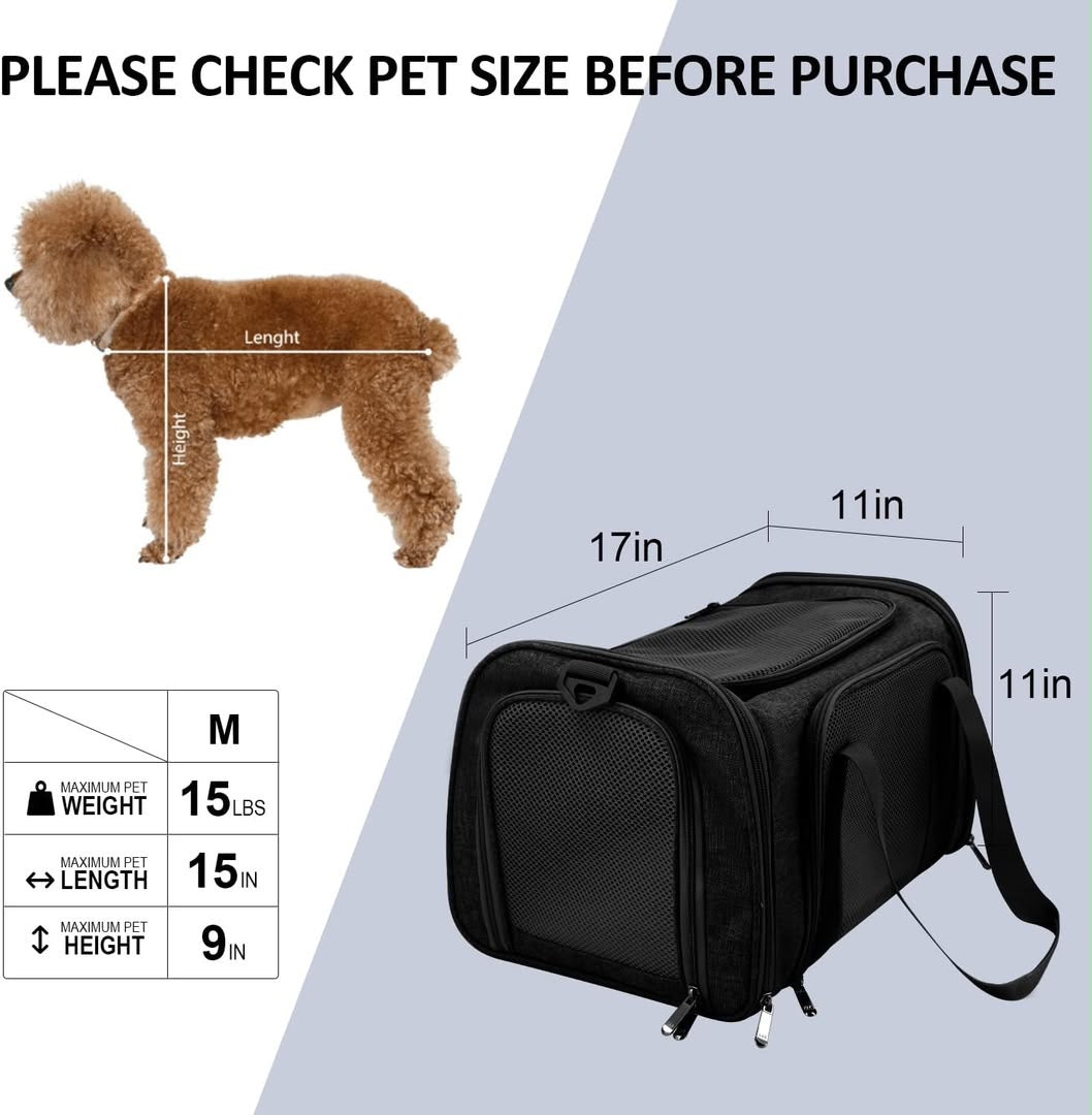 Portable Pet Carrier Bag – Soft-Sided Travel Carrier for Cats & Small Dogs