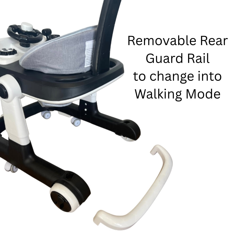 Roadster 3 in 1 Baby Walker with Activity Toy Bar and Parent Push Handle - BLACK