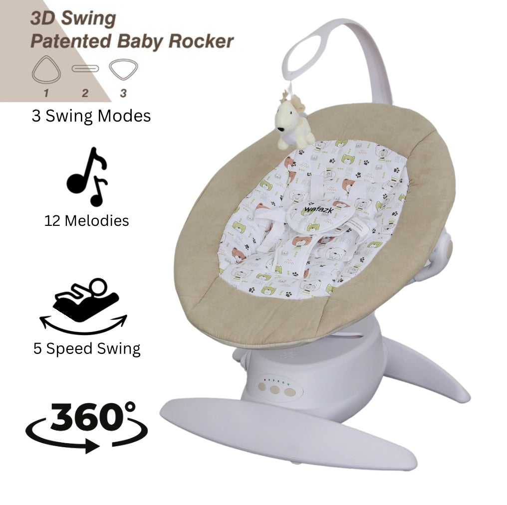 The Orbit 3D Advanced Baby Swing Rocker Soother Seat- Khaki