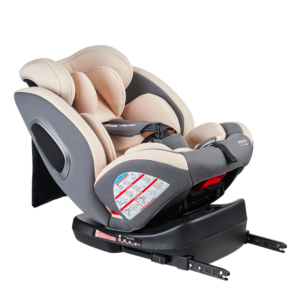 SafeHalo 360 Rotating and Convertible Car Seat with ISOFIX for All Ages - KHAKI
