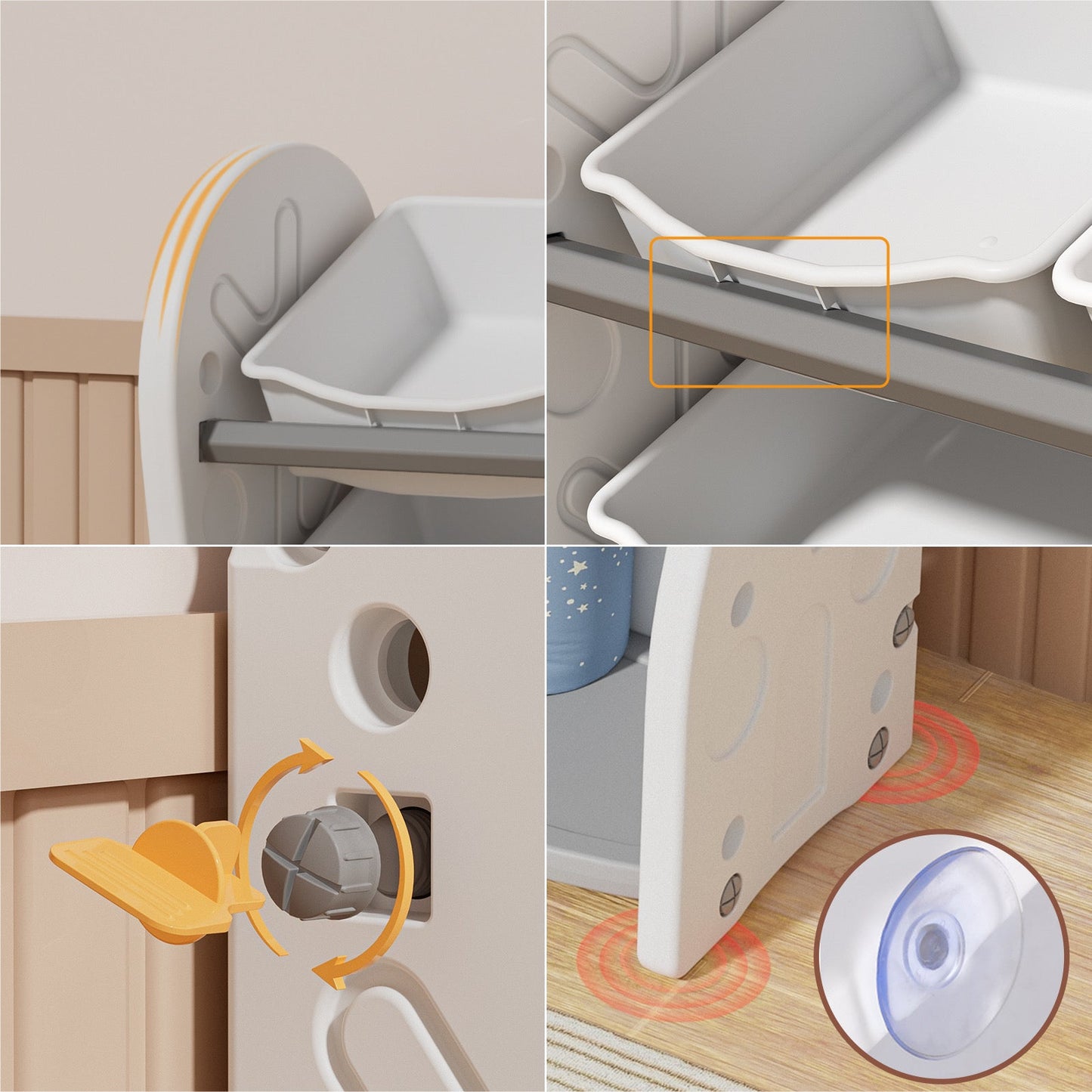 Treehouse Toy & Book Storage Shelf with 8 Bins – White & Grey