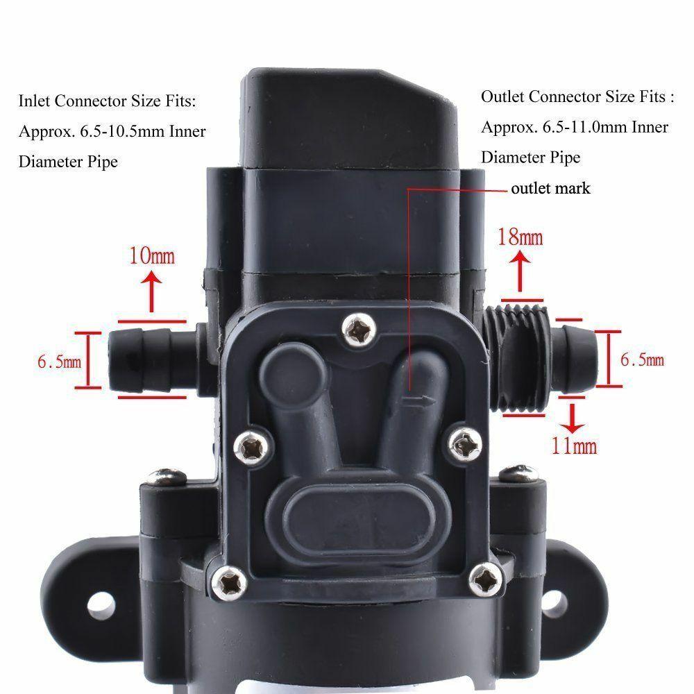 60W 12V 80PSI Water Pump High Pressure 5L/Min Self-Priming Caravan Camping Boat