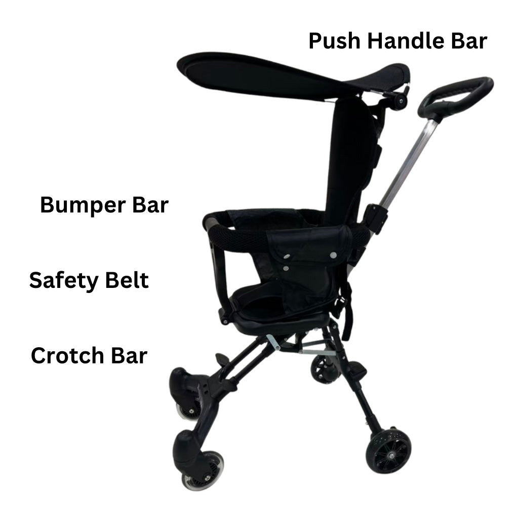 Toddler Compact Ride-On Push Cart with Sunshade