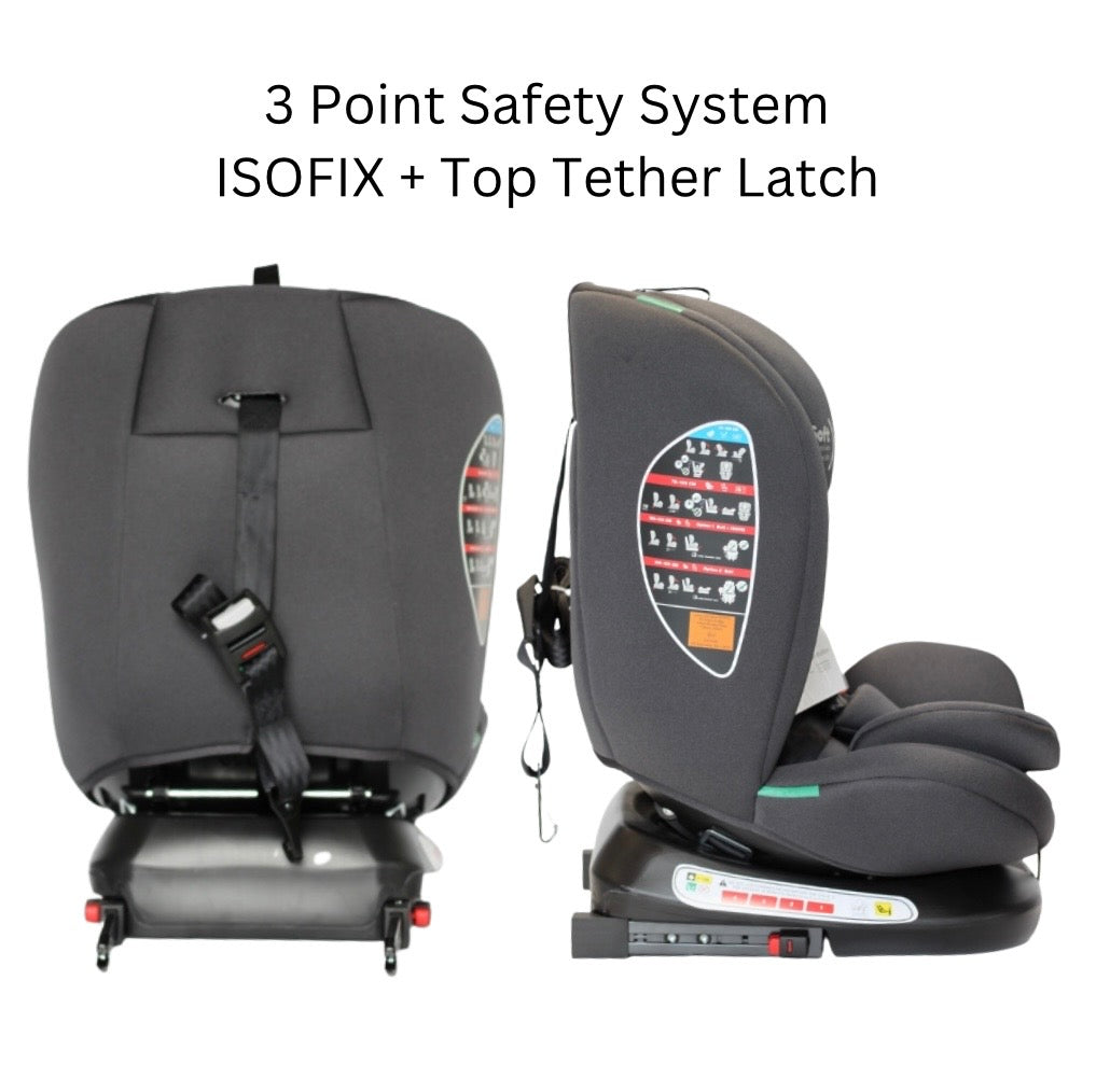 All-Rider 360 Rotating Convertible i-Size R129 Car Seat with ISOFIX and Top Tether - GREY