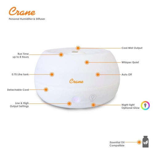 Crane - Ultrasonic Personal Humidifier and Aroma Diffuser