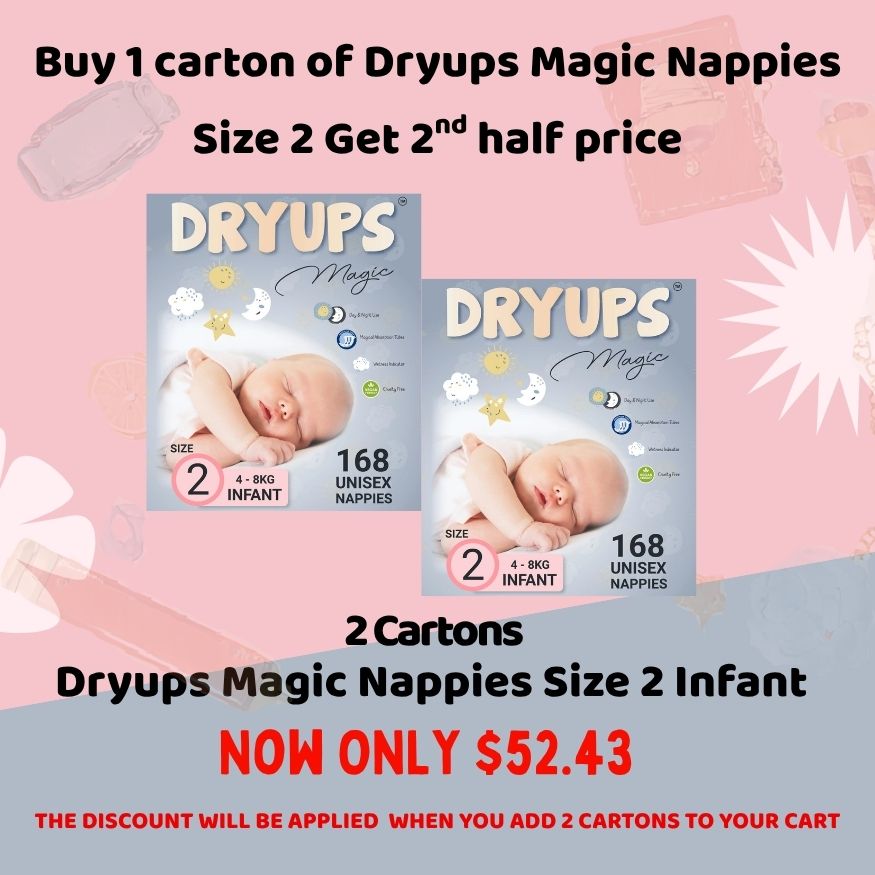 Dryups Magic Nappies Unisex Size 2 Infant (4-8kg)