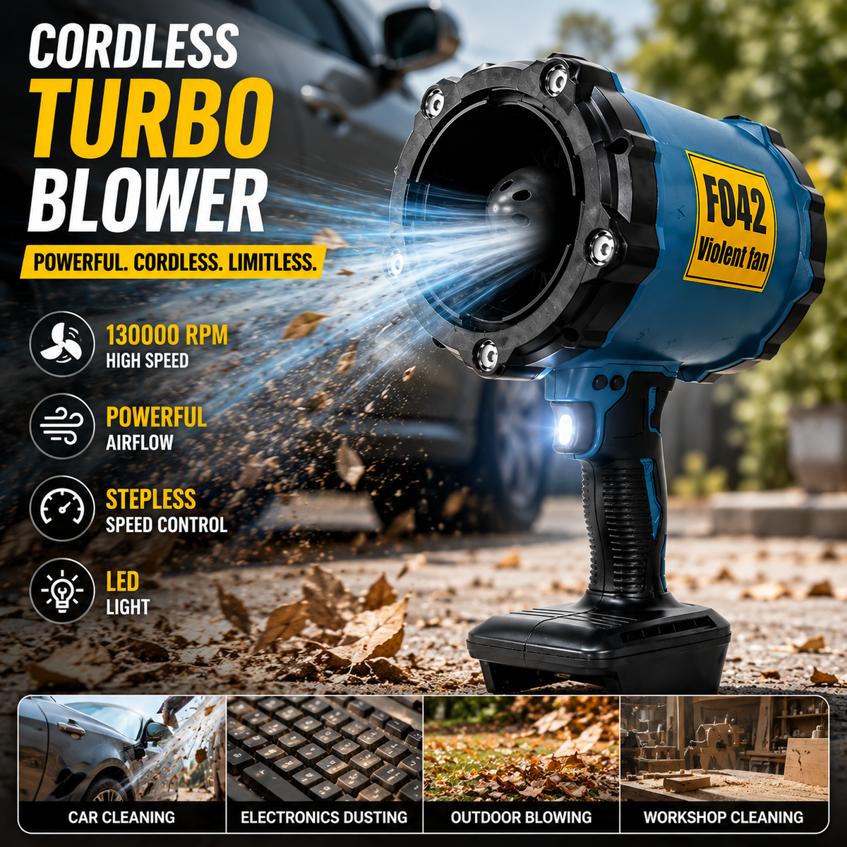 Turbo Jet Brushless Leaf Blower Fan Fits Makita 18V Battery(No Battery)