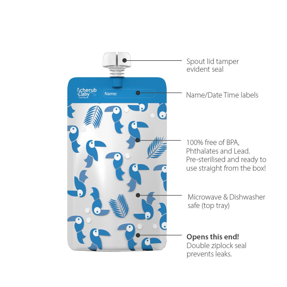Cherub Baby -Reusable On the Go Mini Food Pouches 10pk
