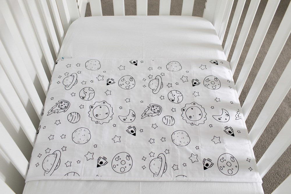 Cot Pad with Wings by Brolly Sheets – Pink or Space Galaxy White