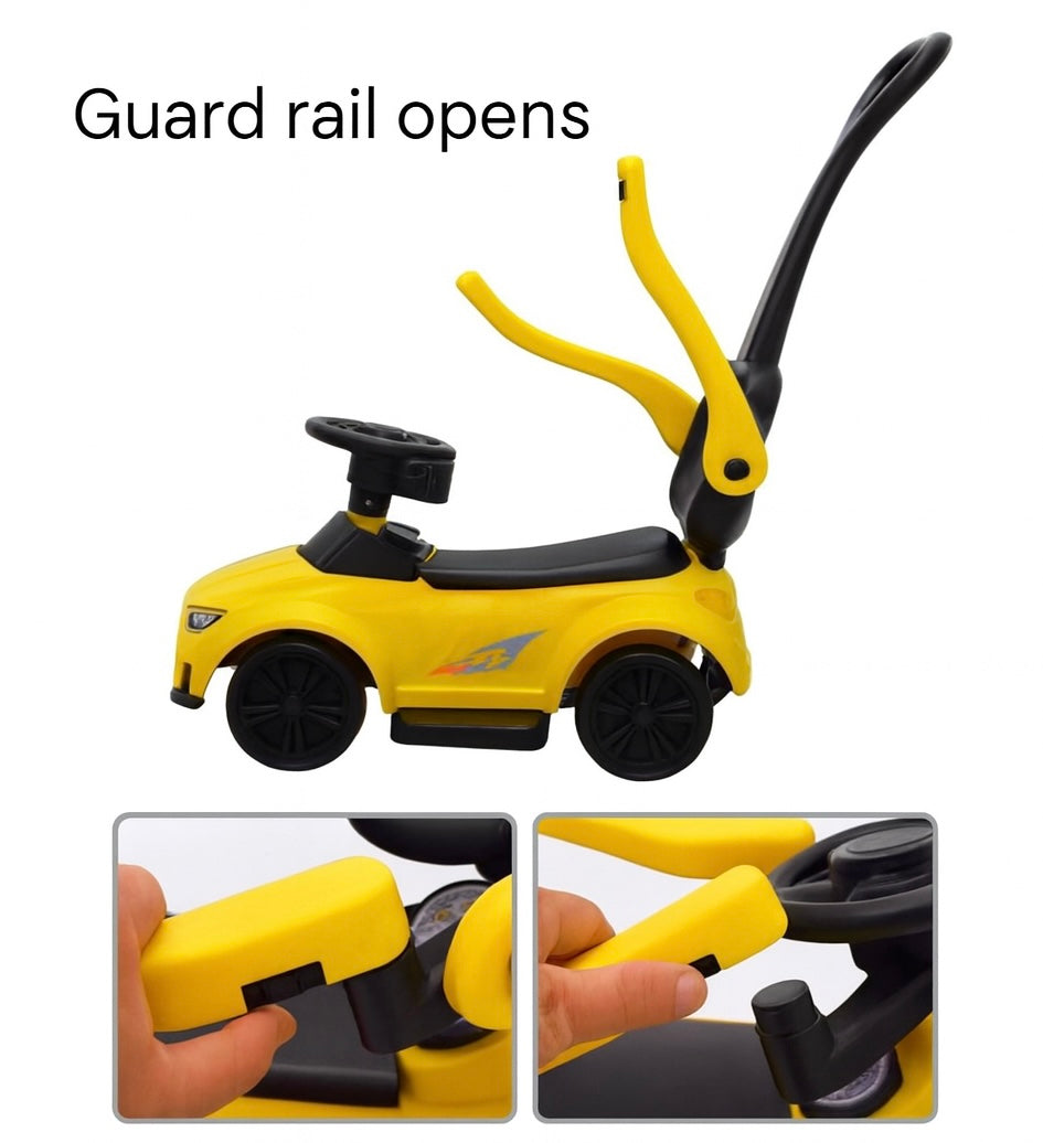Kids Ride-On Push Race Car with Lights and Music – YELLOW