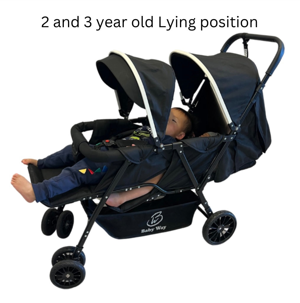 Baby Way Duo Lite - Tandem Double Stroller with Rain Cover
