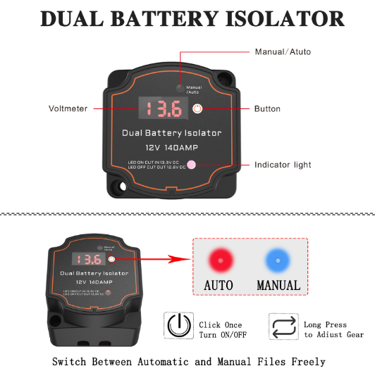 Smart Dual Battery Isolator 12V 140A