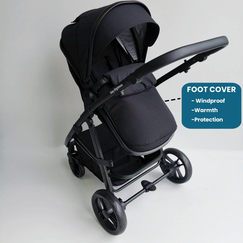 Baby Brightness Palms 4 in 1 travel system, bassinet stroller+infant capsule+ISOFIX base Black