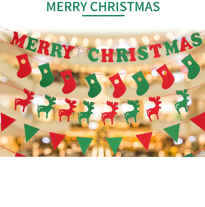 46PCS Merry Christmas Banner Decorations Bunting Sign