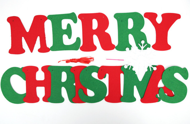 46PCS Merry Christmas Banner Decorations Bunting Sign