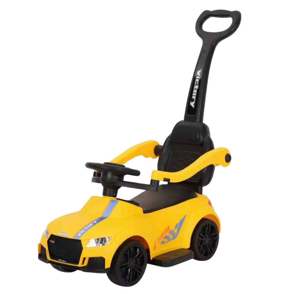 Kids Ride-On Push Race Car with Lights and Music – YELLOW