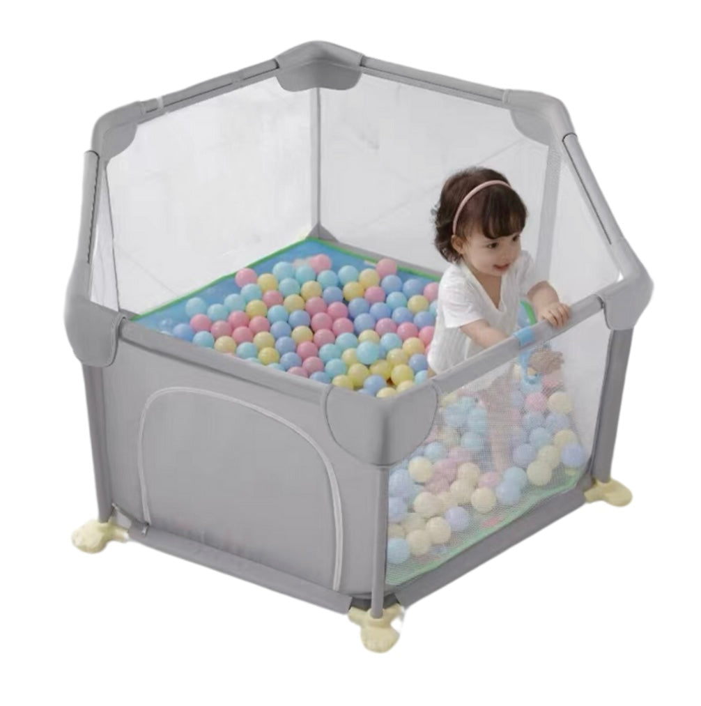 Hexagon Baby Playpen with Zipper Door Kids Play Area