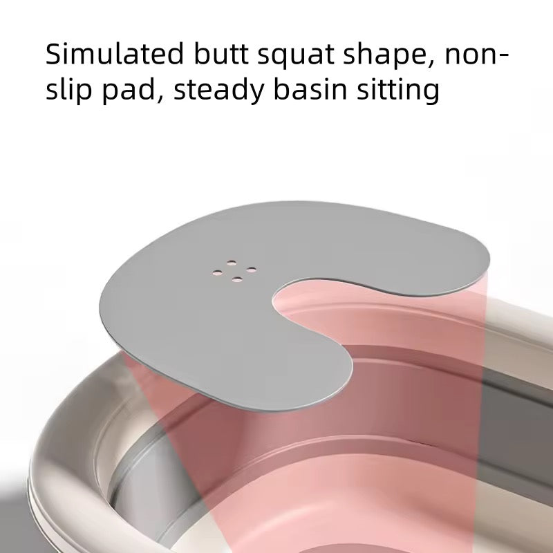 Foldable Baby Bath with Digital Thermometer & Newborn Support Rack - GREY