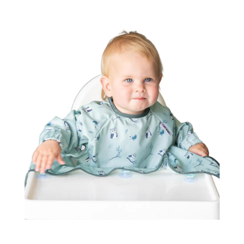 Tidy Tot Cover & Catch CoverAll Bib with Sleeve and Suction Cups - Owl