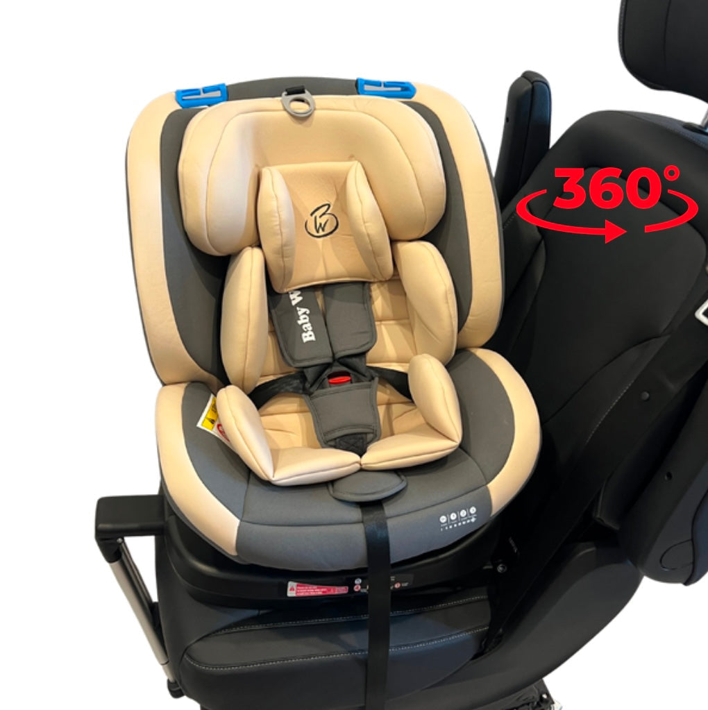 SafeHalo 360 Rotating and Convertible Car Seat with ISOFIX for All Ages - KHAKI